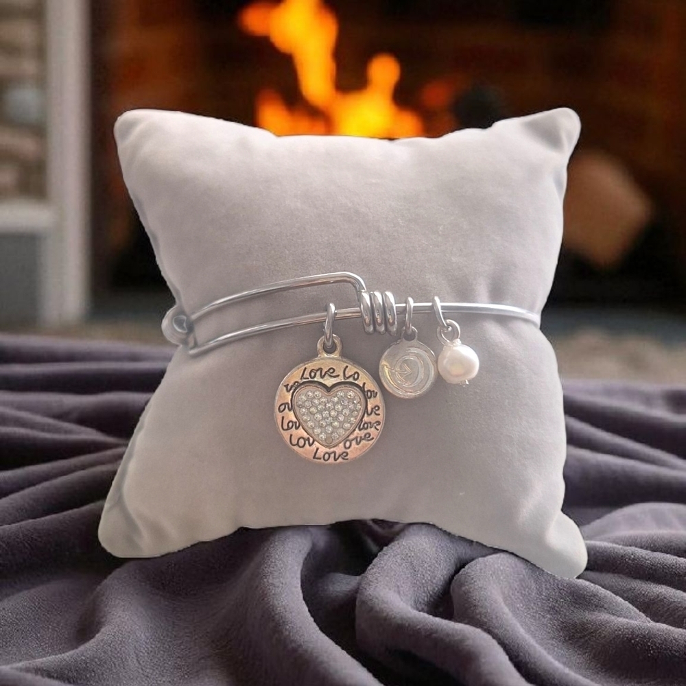 Footnotes Silver Charm Bracelet with Heart and Pearl Accents - FOR GRANDMA